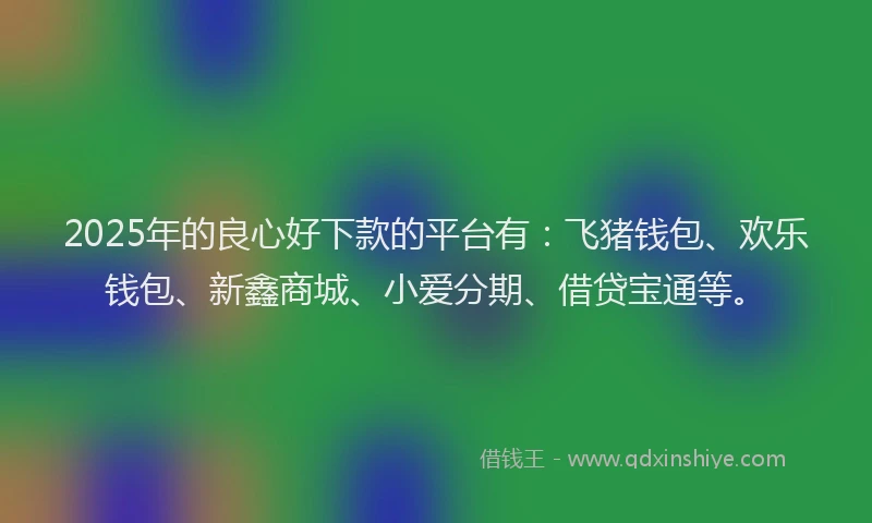 2025年的良心好下款的平台有：飞猪钱包、欢乐钱包、新鑫商城、小爱分期、借贷宝通等。