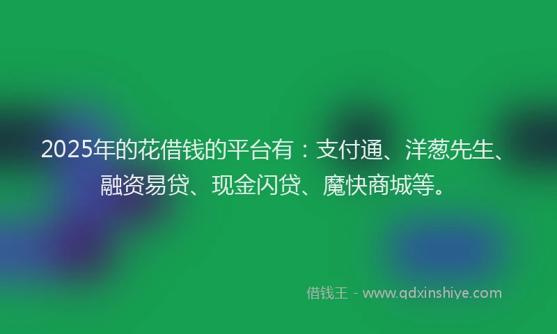 2025年的花借钱的平台有：支付通、洋葱先生、融资易贷、现金闪贷、魔快商城等。