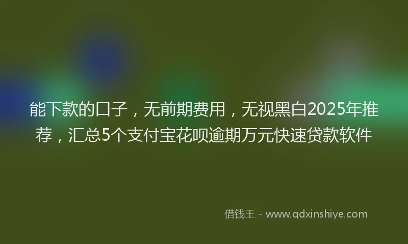 能下款的口子，无前期费用，无视黑白2025年推荐，汇总5个支付宝花呗逾期万元快速贷款软件