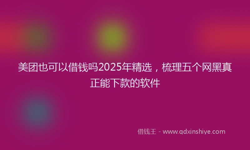 美团也可以借钱吗2025年精选，梳理五个网黑真正能下款的软件