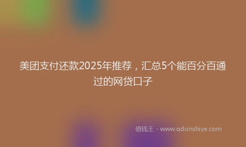 美团支付还款2025年推荐，汇总5个能百分百通过的网贷口子