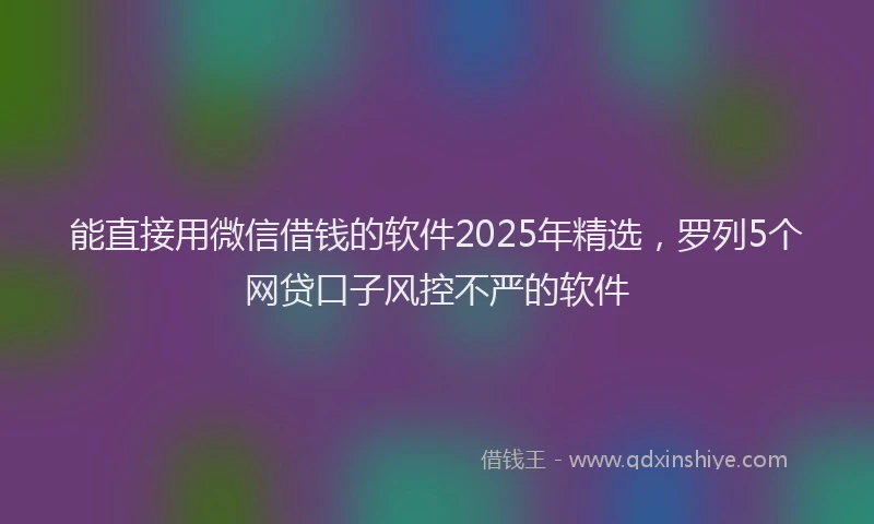 能直接用微信借钱的软件2025年精选，罗列5个网贷口子风控不严的软件