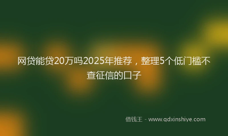 网贷能贷20万吗2025年推荐，整理5个低门槛不查征信的口子