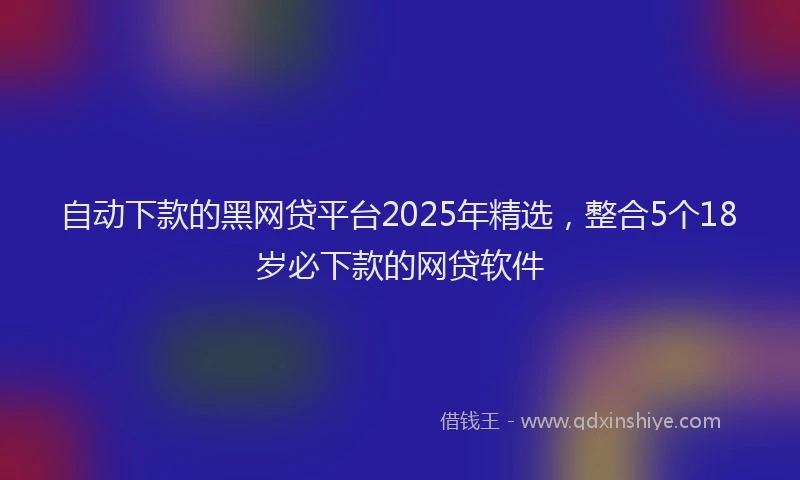 自动下款的黑网贷平台2025年精选，整合5个18岁必下款的网贷软件