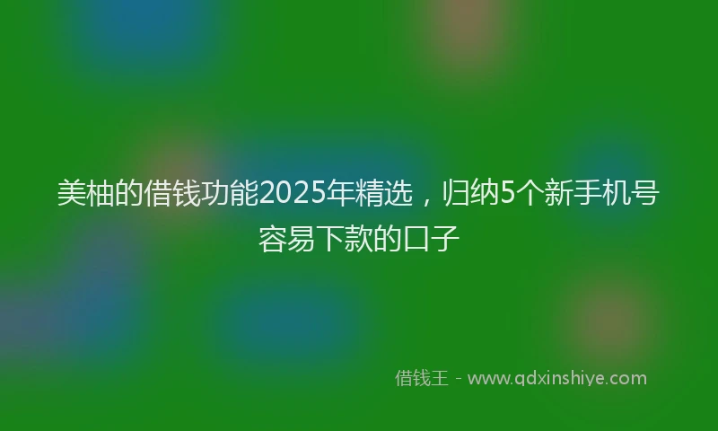 美柚的借钱功能2025年精选，归纳5个新手机号容易下款的口子