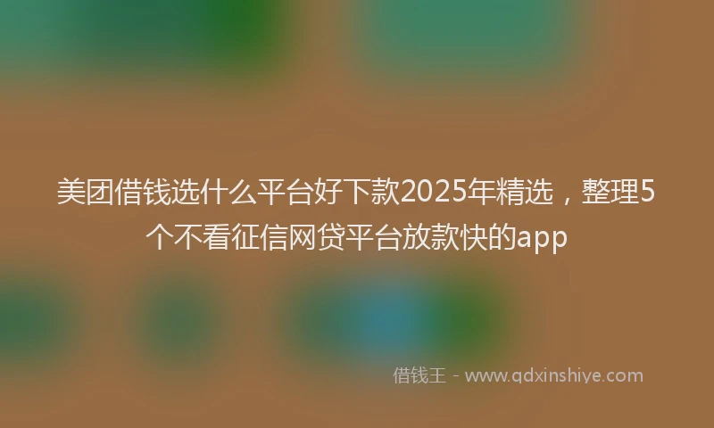 美团借钱选什么平台好下款2025年精选，整理5个不看征信网贷平台放款快的app