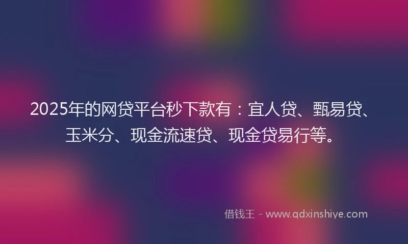 2025年的网贷平台秒下款有：宜人贷、甄易贷、玉米分、现金流速贷、现金贷易行等。