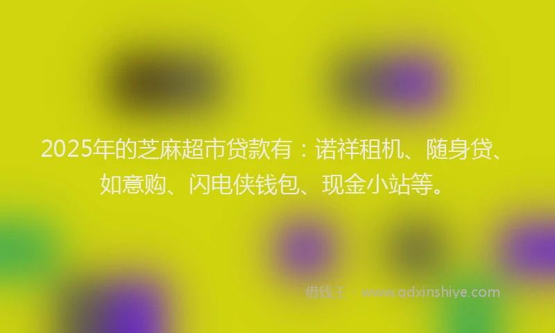 2025年的芝麻超市贷款有：诺祥租机、随身贷、如意购、闪电侠钱包、现金小站等。