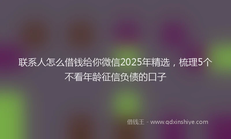 联系人怎么借钱给你微信2025年精选，梳理5个不看年龄征信负债的口子