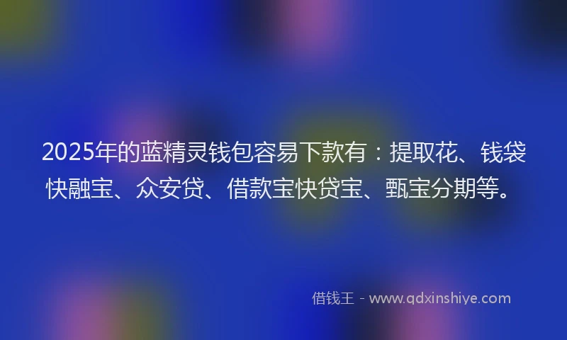 2025年的蓝精灵钱包容易下款有：提取花、钱袋快融宝、众安贷、借款宝快贷宝、甄宝分期等。