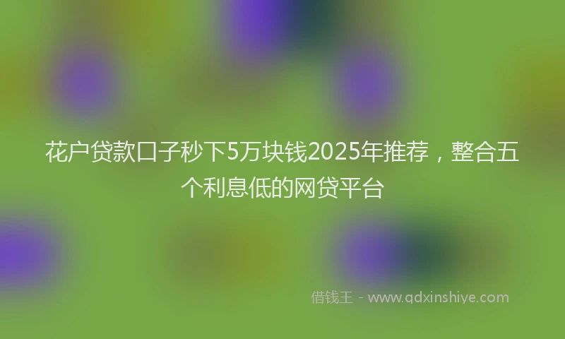 花户贷款口子秒下5万块钱2025年推荐，整合五个利息低的网贷平台