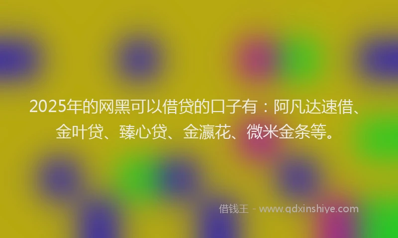 2025年的网黑可以借贷的口子有：阿凡达速借、金叶贷、臻心贷、金瀛花、微米金条等。