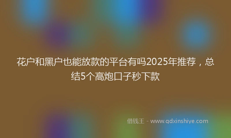 花户和黑户也能放款的平台有吗2025年推荐，总结5个高炮口子秒下款