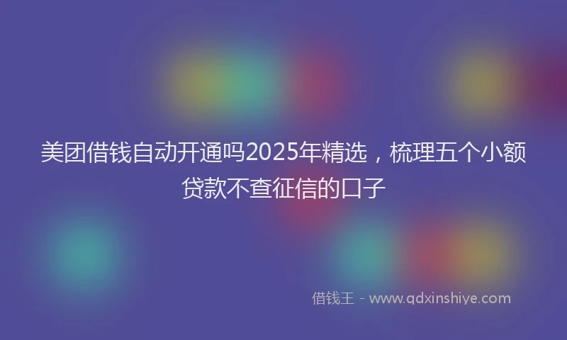 美团借钱自动开通吗2025年精选，梳理五个小额贷款不查征信的口子