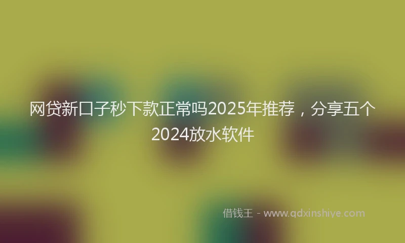 网贷新口子秒下款正常吗2025年推荐，分享五个2024放水软件