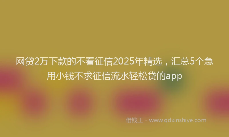 网贷2万下款的不看征信2025年精选，汇总5个急用小钱不求征信流水轻松贷的app