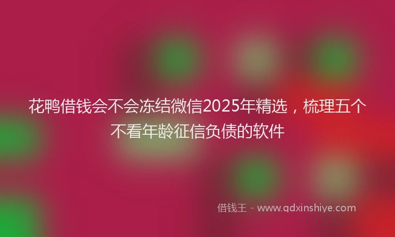 花鸭借钱会不会冻结微信2025年精选，梳理五个不看年龄征信负债的软件