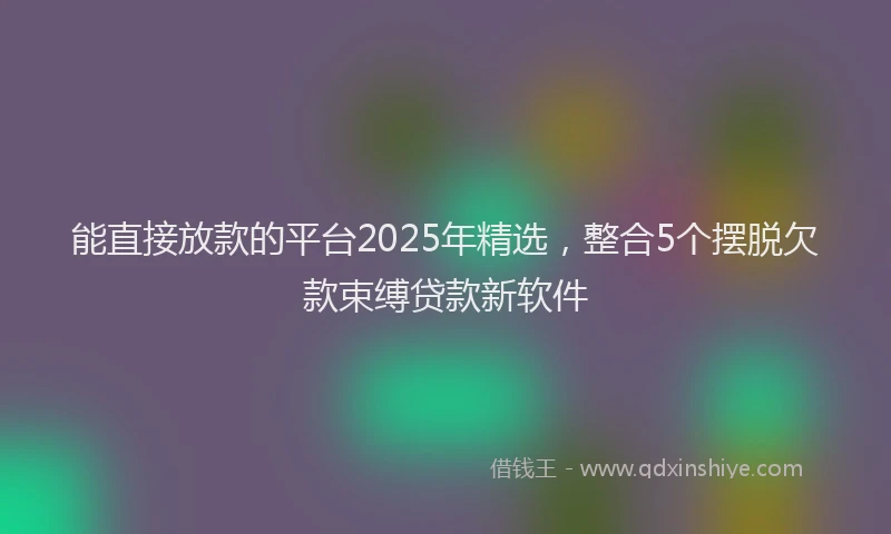 能直接放款的平台2025年精选，整合5个摆脱欠款束缚贷款新软件