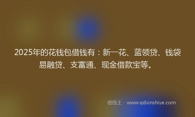 2025年的花钱包借钱有：新一花、蓝领贷、钱袋易融贷、支富通、现金借款宝等。