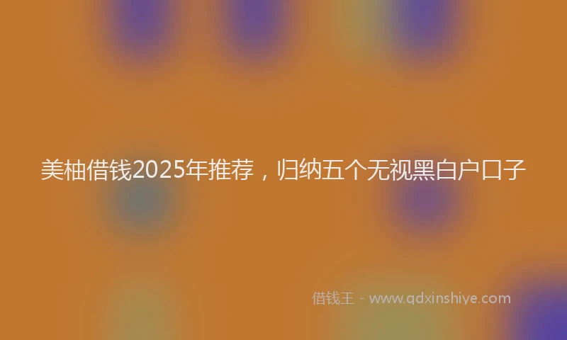 美柚借钱2025年推荐，归纳五个无视黑白户口子