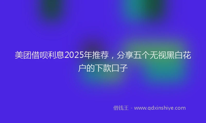 美团借呗利息2025年推荐，分享五个无视黑白花户的下款口子