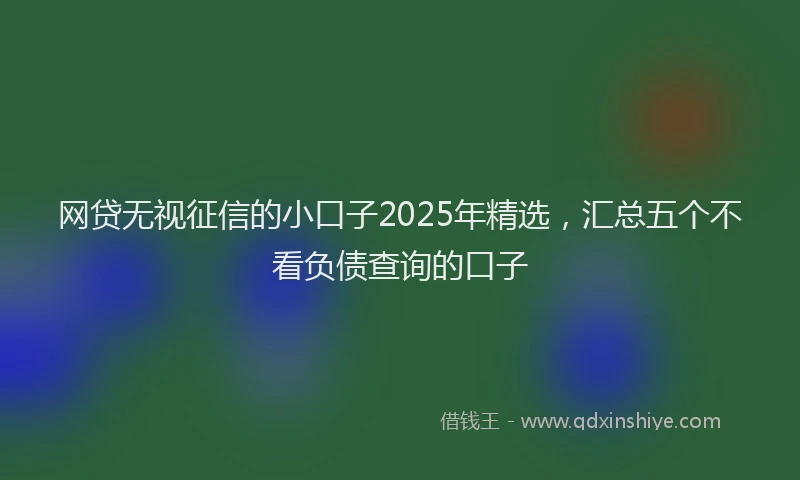 网贷无视征信的小口子2025年精选，汇总五个不看负债查询的口子