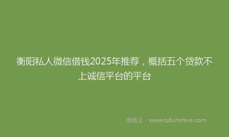 衡阳私人微信借钱2025年推荐，概括五个贷款不上诚信平台的平台