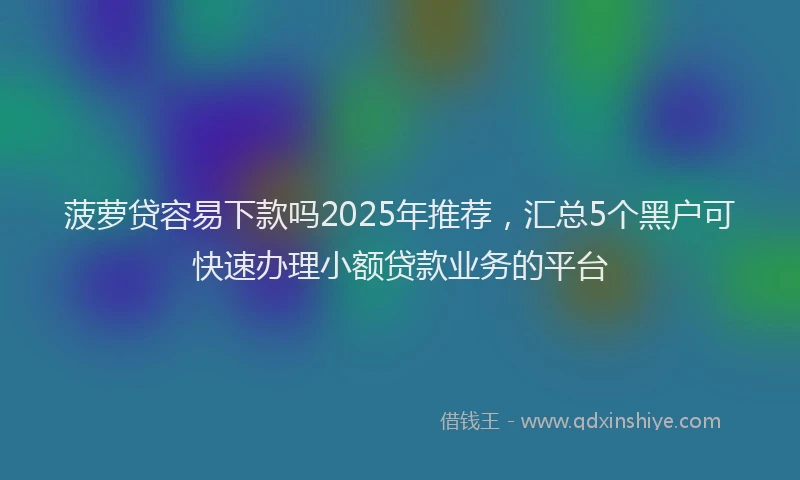 菠萝贷容易下款吗2025年推荐，汇总5个黑户可快速办理小额贷款业务的平台