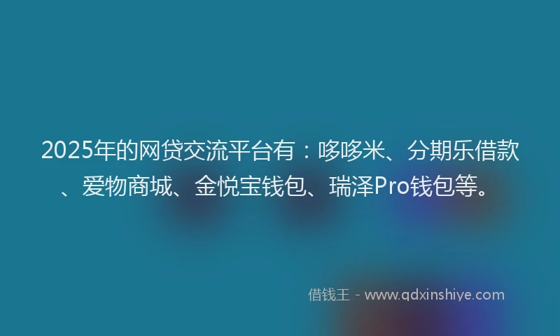 2025年的网贷交流平台有：哆哆米、分期乐借款、爱物商城、金悦宝钱包、瑞泽Pro钱包等。