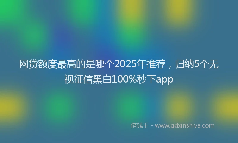 网贷额度最高的是哪个2025年推荐，归纳5个无视征信黑白100%秒下app