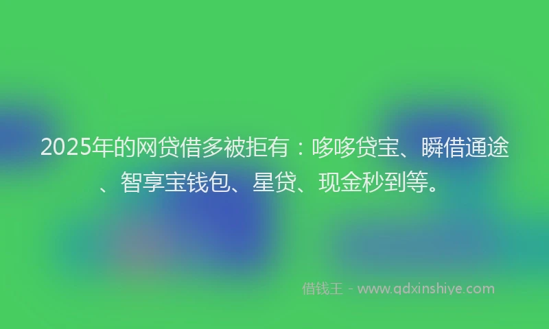 2025年的网贷借多被拒有：哆哆贷宝、瞬借通途、智享宝钱包、星贷、现金秒到等。