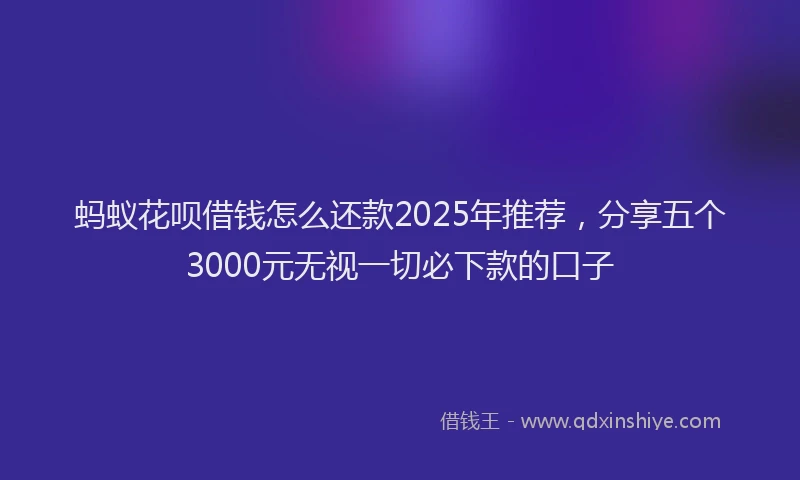 蚂蚁花呗借钱怎么还款2025年推荐，分享五个3000元无视一切必下款的口子