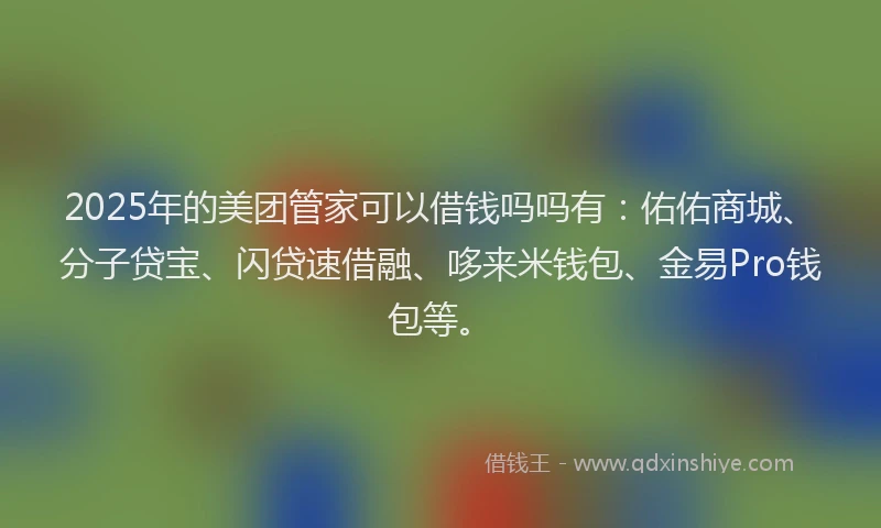 2025年的美团管家可以借钱吗吗有：佑佑商城、分子贷宝、闪贷速借融、哆来米钱包、金易Pro钱包等。