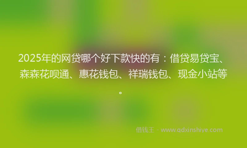 2025年的网贷哪个好下款快的有：借贷易贷宝、森森花呗通、惠花钱包、祥瑞钱包、现金小站等。