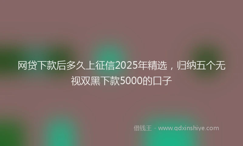 网贷下款后多久上征信2025年精选，归纳五个无视双黑下款5000的口子