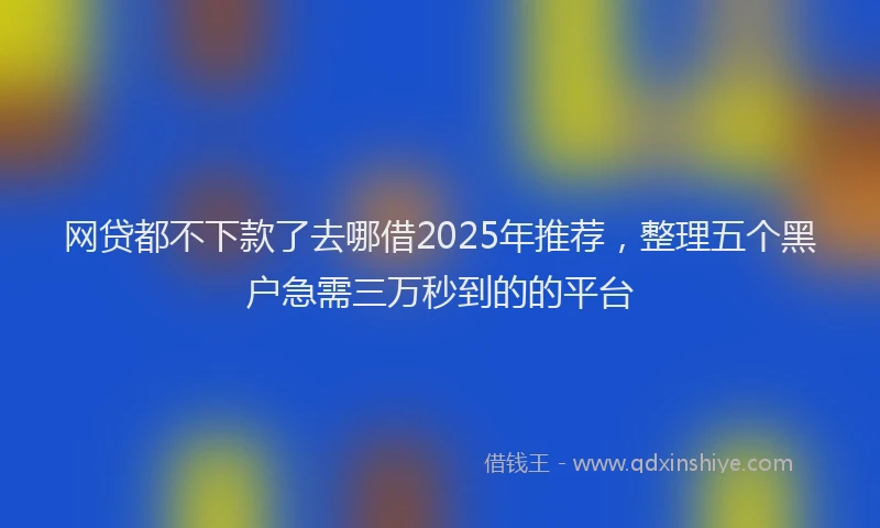 网贷都不下款了去哪借2025年推荐，整理五个黑户急需三万秒到的的平台