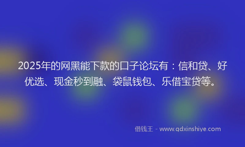 2025年的网黑能下款的口子论坛有：信和贷、好优选、现金秒到融、袋鼠钱包、乐借宝贷等。