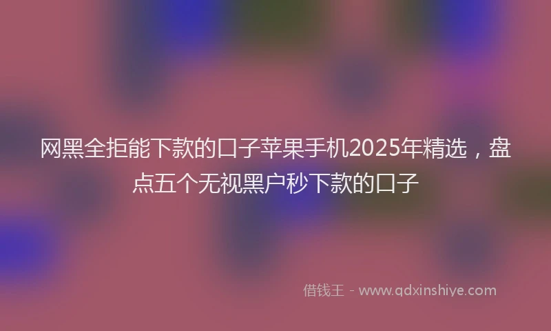 网黑全拒能下款的口子苹果手机2025年精选，盘点五个无视黑户秒下款的口子