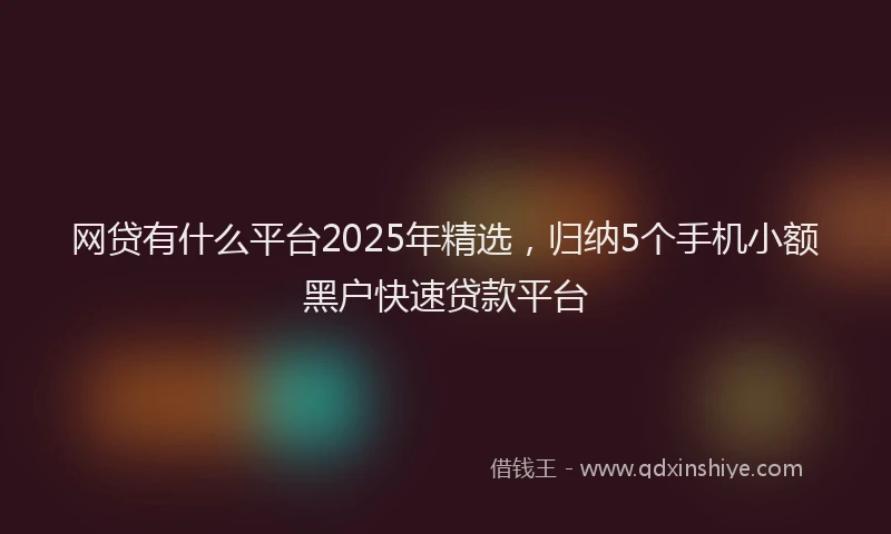 网贷有什么平台2025年精选，归纳5个手机小额黑户快速贷款平台