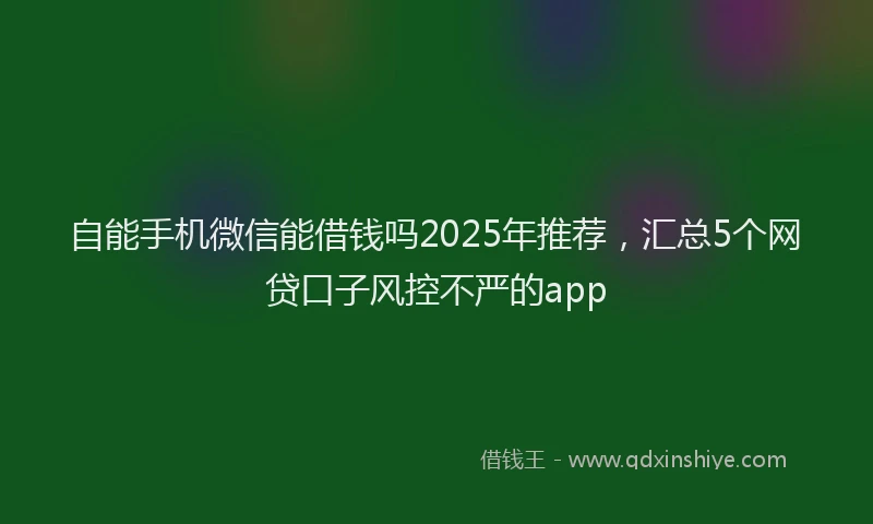 自能手机微信能借钱吗2025年推荐，汇总5个网贷口子风控不严的app