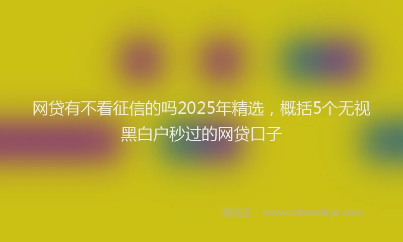 网贷有不看征信的吗2025年精选，概括5个无视黑白户秒过的网贷口子