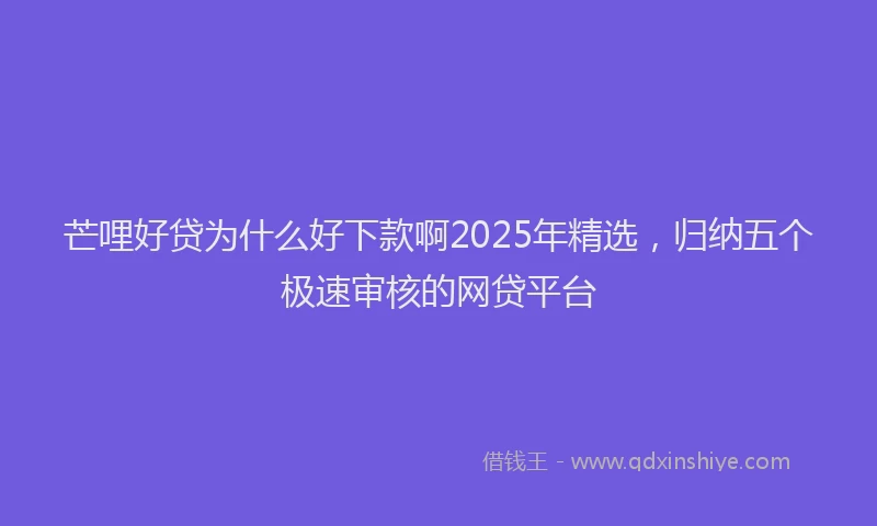 芒哩好贷为什么好下款啊2025年精选，归纳五个极速审核的网贷平台
