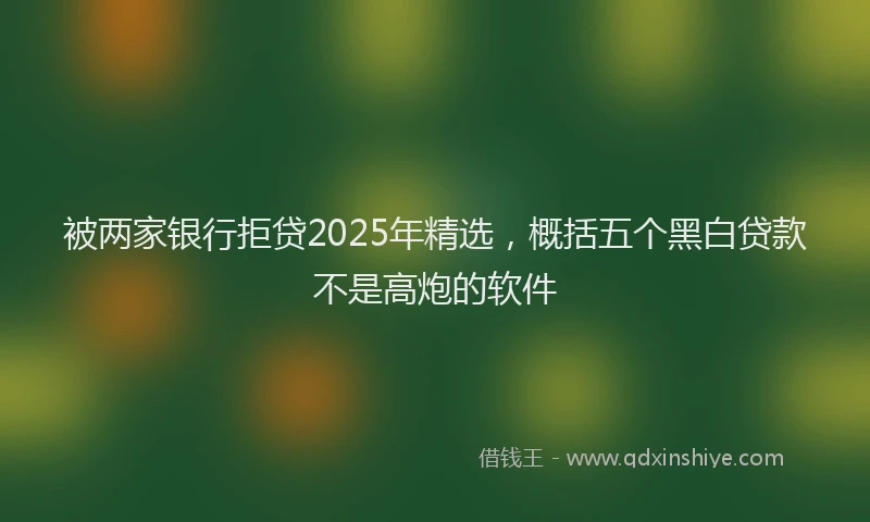 被两家银行拒贷2025年精选，概括五个黑白贷款不是高炮的软件