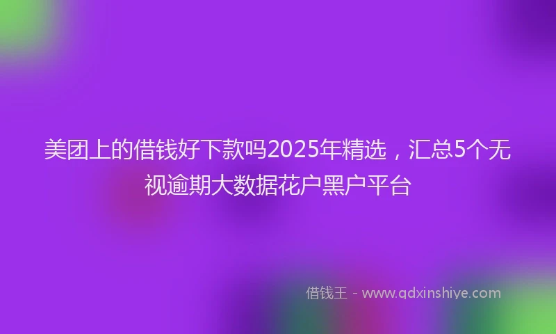 美团上的借钱好下款吗2025年精选，汇总5个无视逾期大数据花户黑户平台