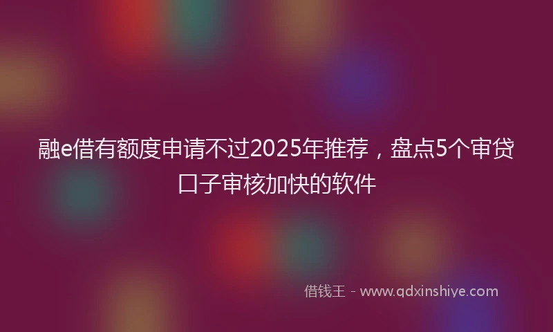 融e借有额度申请不过2025年推荐，盘点5个审贷口子审核加快的软件