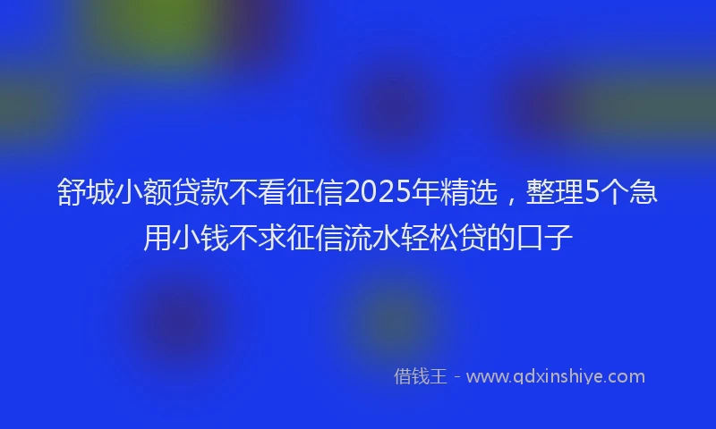 舒城小额贷款不看征信2025年精选，整理5个急用小钱不求征信流水轻松贷的口子