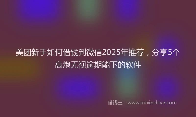美团新手如何借钱到微信2025年推荐，分享5个高炮无视逾期能下的软件