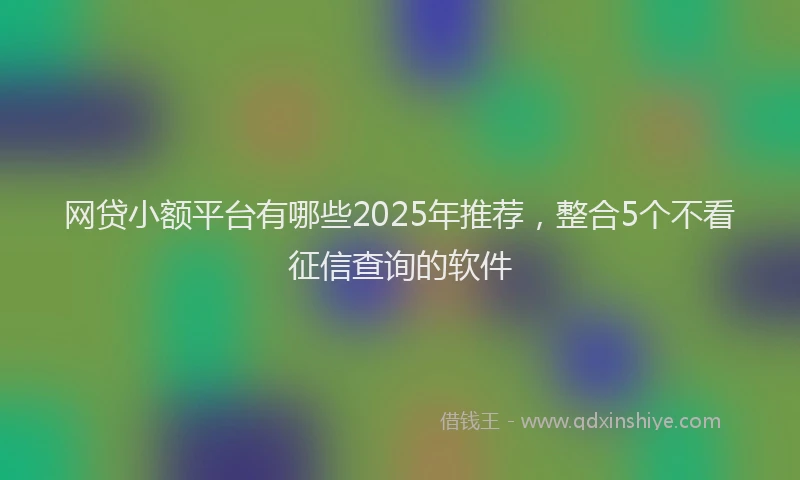 网贷小额平台有哪些2025年推荐，整合5个不看征信查询的软件