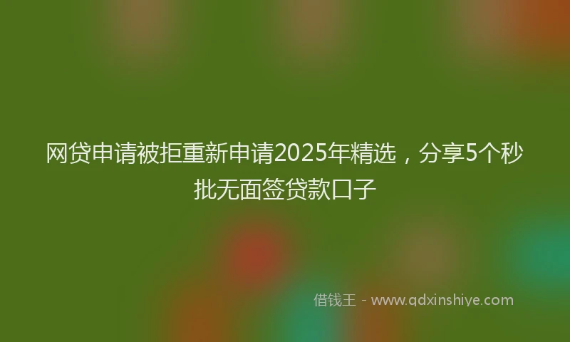 网贷申请被拒重新申请2025年精选，分享5个秒批无面签贷款口子