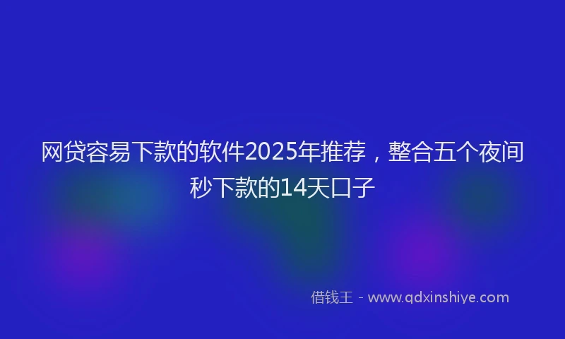 网贷容易下款的软件2025年推荐，整合五个夜间秒下款的14天口子
